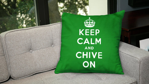 Keep Calm and Chive On Throw Pillow