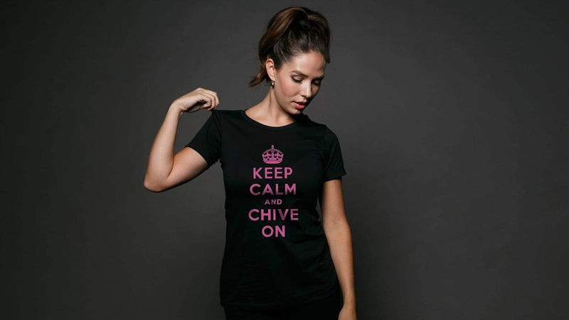 Keep Calm and Chive On Pink Tee