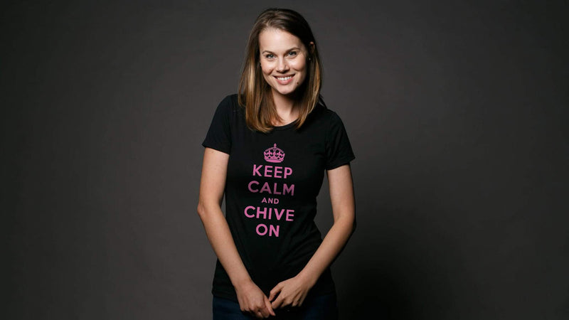 Keep Calm and Chive On Pink Tee